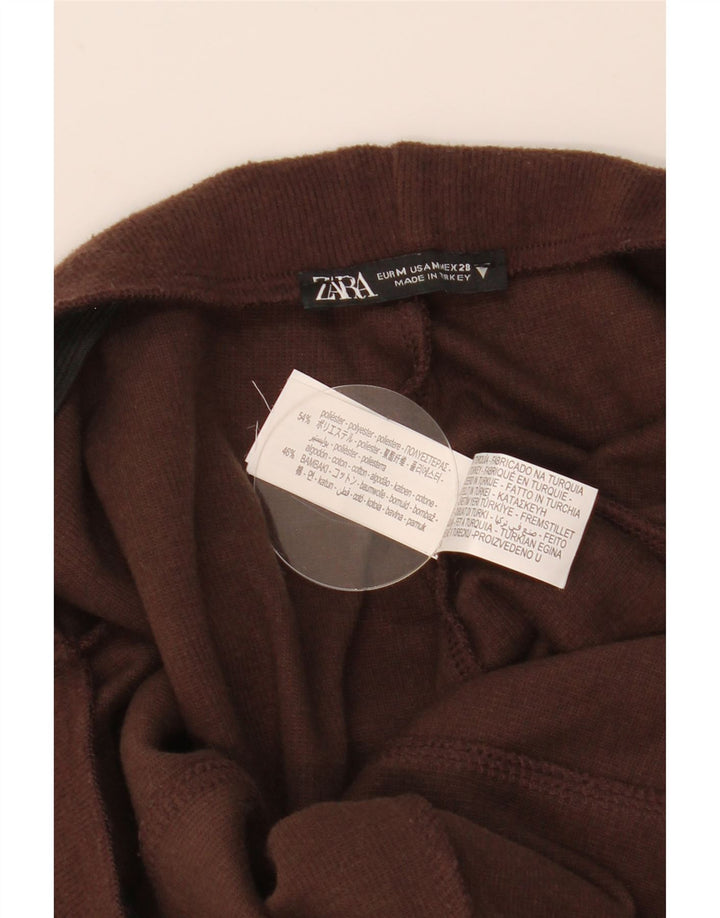 Pantaloni da tuta in maglia da donna Zara UK 14 Poliestere marrone medio