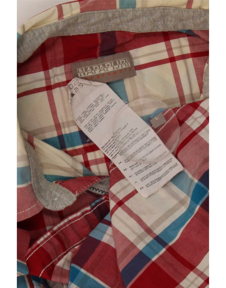 Camicia a maniche corte da uomo Napapijri in cotone a quadri rossi grandi