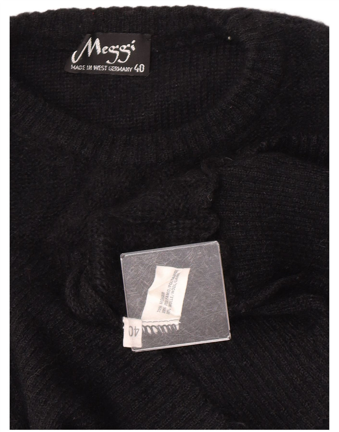 Maglione maglione girocollo da donna Meggi EU 40 Mohair nero medio