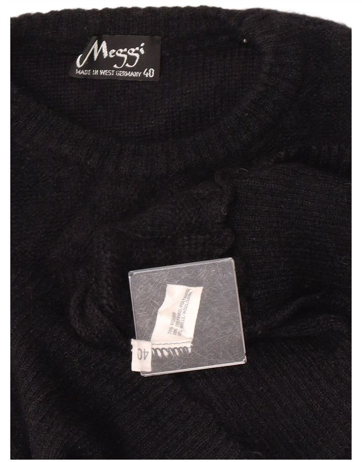 Maglione maglione girocollo da donna Meggi EU 40 Mohair nero medio