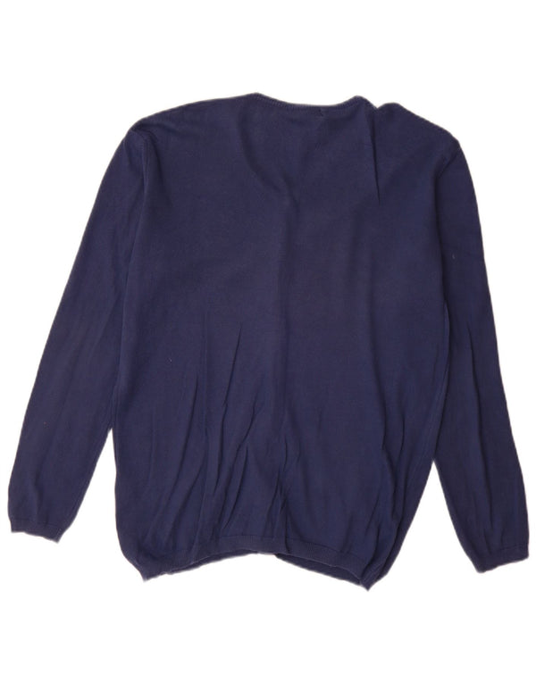 Maglione cardigan da donna Zara UK 14 cotone blu navy medio
