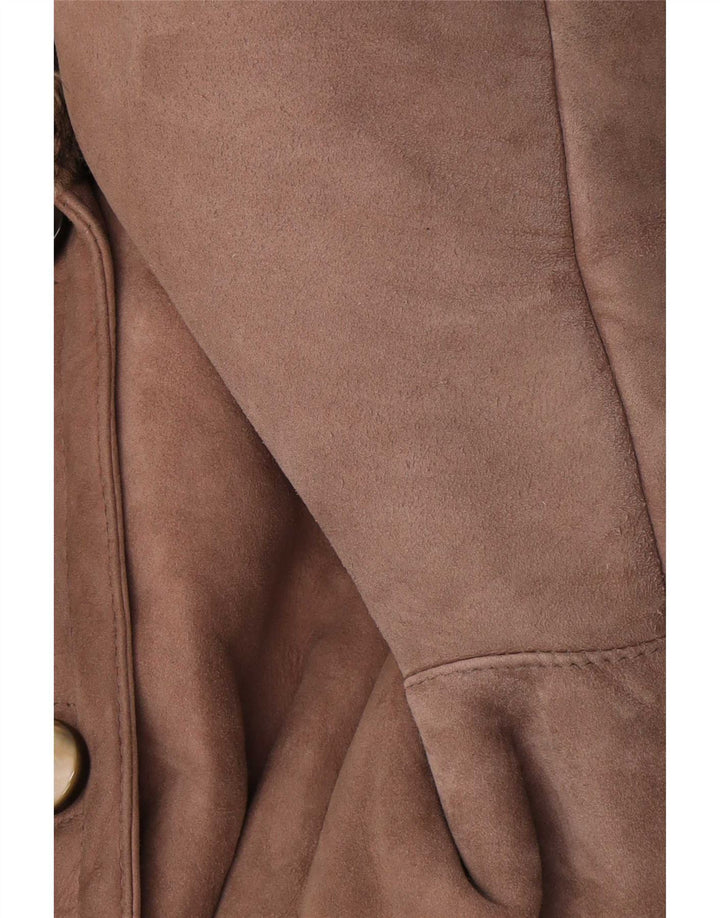 Cappotto in shearling vintage da donna UK 18 XL Marrone