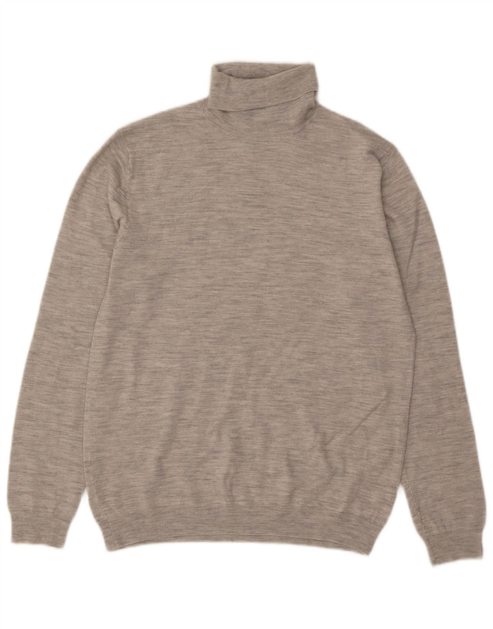 Maglione da uomo Reiss a collo alto, maglione grande, in lana screziata grigia