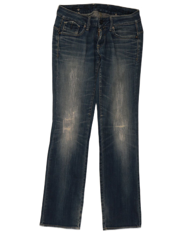 Jeans dritti invecchiati da donna G-Star W28 L32 cotone blu