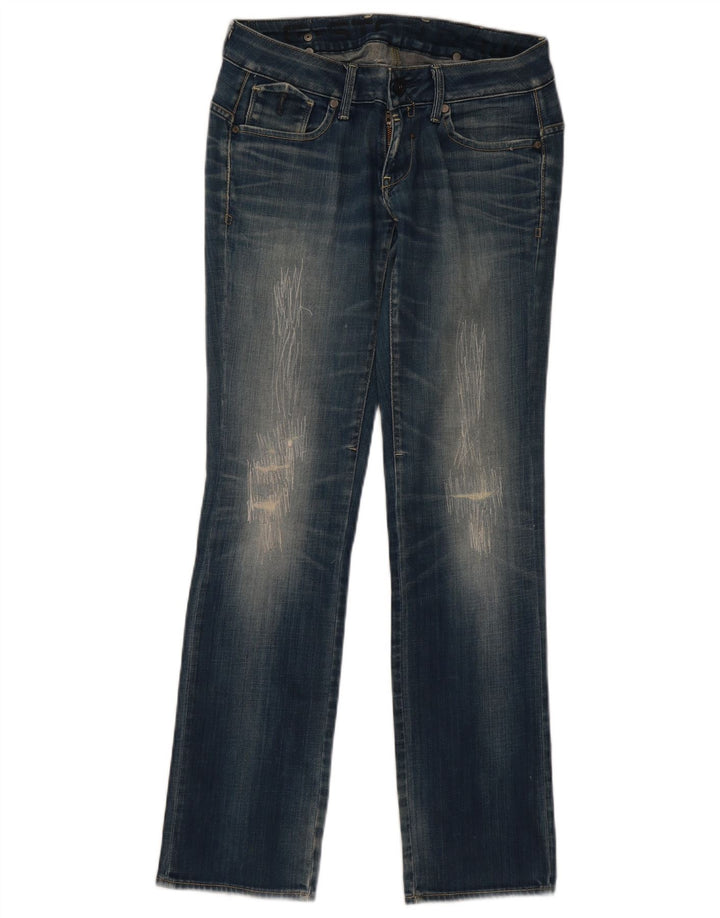 Jeans dritti invecchiati da donna G-Star W28 L32 cotone blu