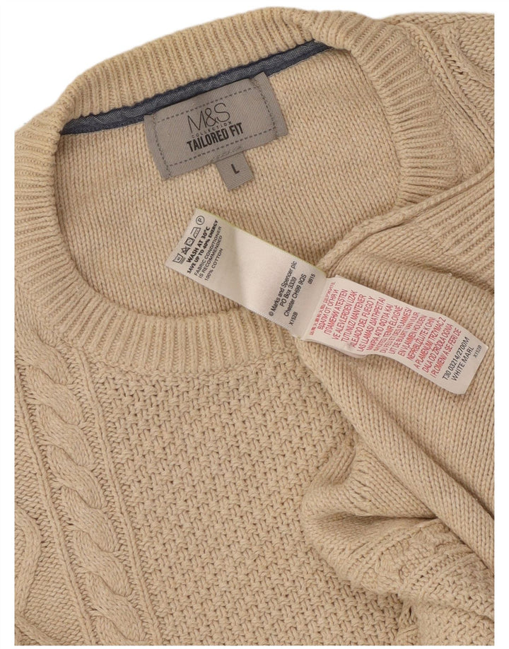 Maglione maglione girocollo da uomo Marks & Spencer su misura, grande beige
