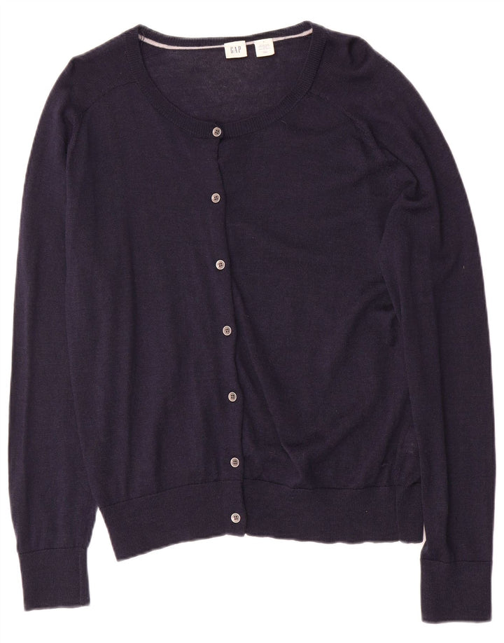 Maglione cardigan da donna Gap UK 16 grande lana blu navy