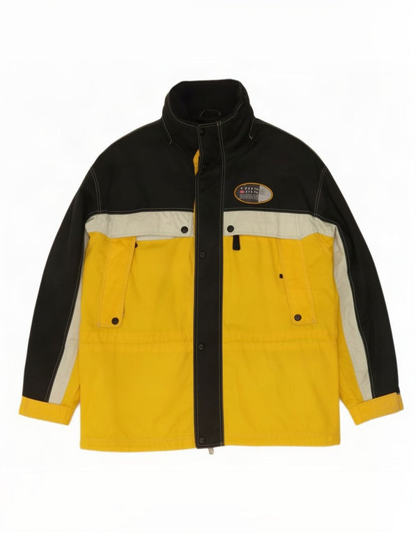 Think Pink Giacca antipioggia da uomo con cappuccio UK 42 XL Giallo Colourblock