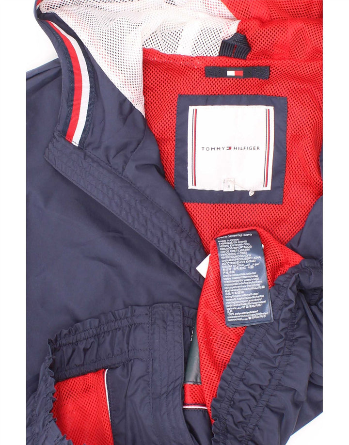 Giubbotto bomber con cappuccio da bambino Tommy Hilfiger 7-8 anni in poliestere blu navy