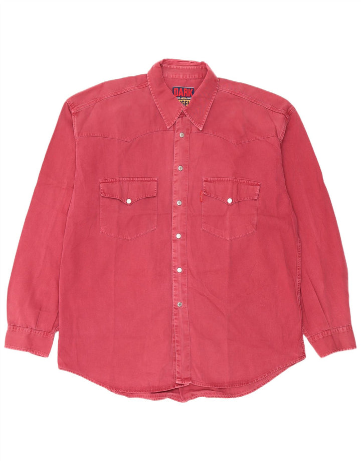 Camicia western da uomo vintage XL in cotone bordeaux