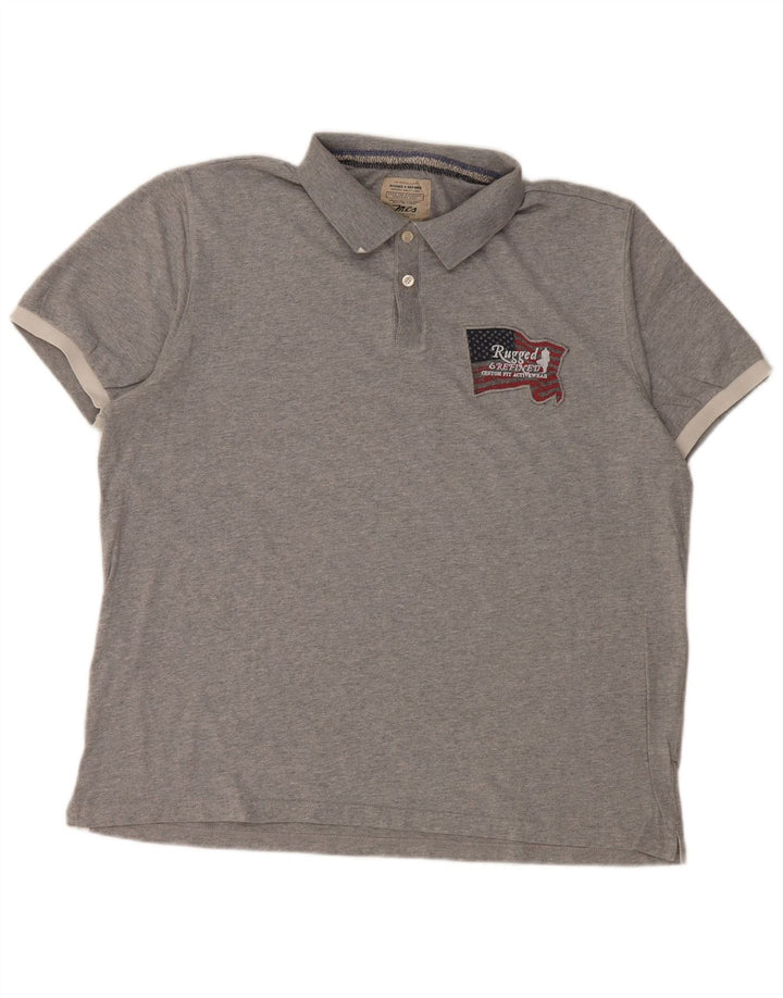 Polo grafica da uomo Marlboro Classics XL in cotone chiazzato grigio