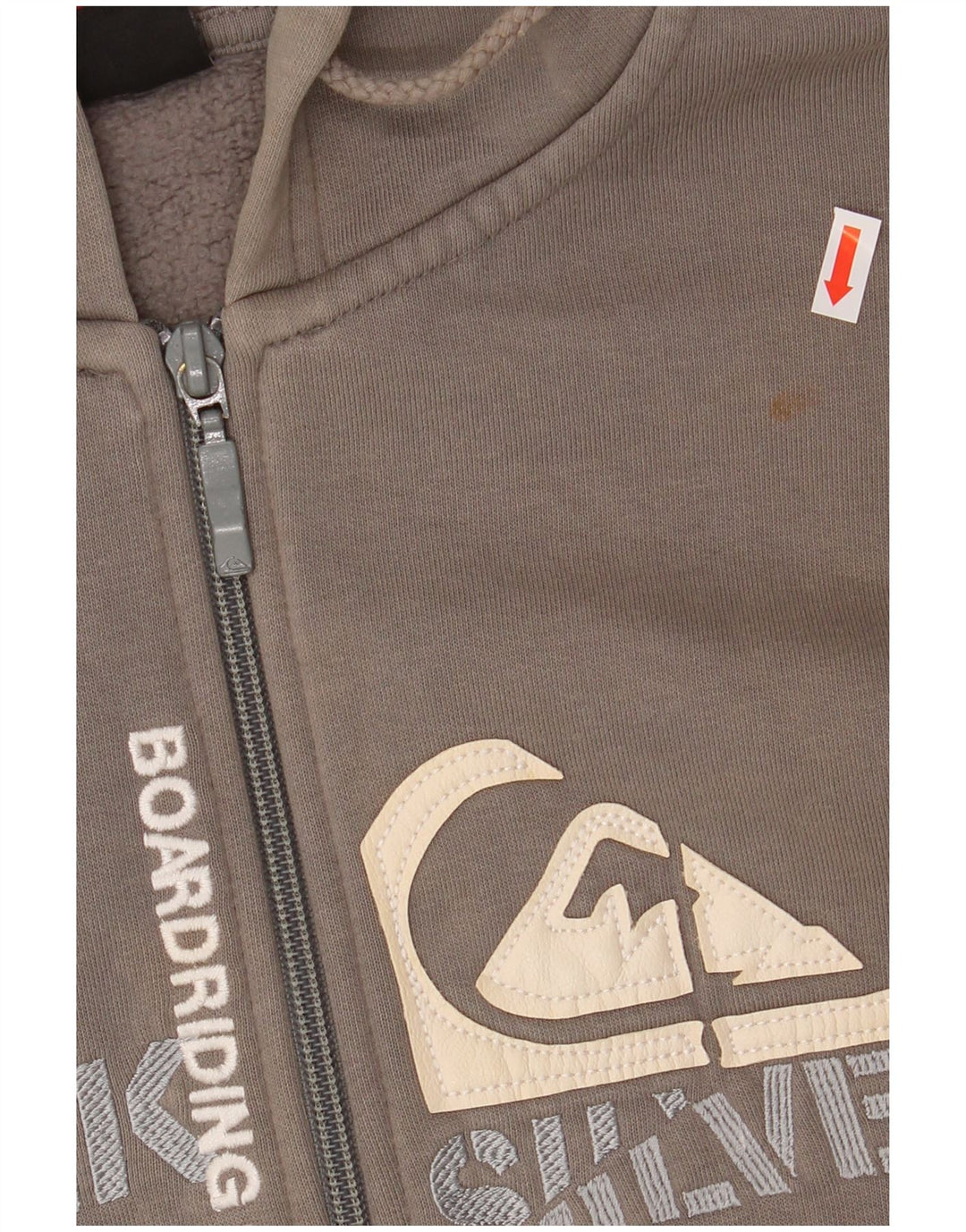 Maglione con cappuccio e zip grafica da donna QUIKSILVER UK 14 grande cotone grigio