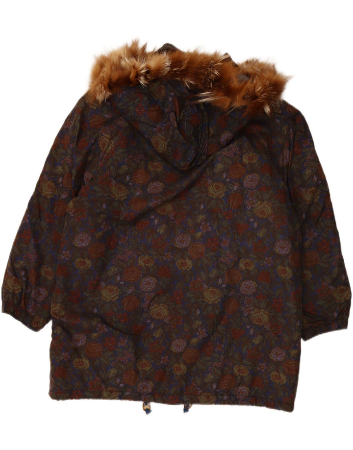 CAROL Womens Hooded Windbreaker Coat IT 44 Medium Multicoloured Floral
