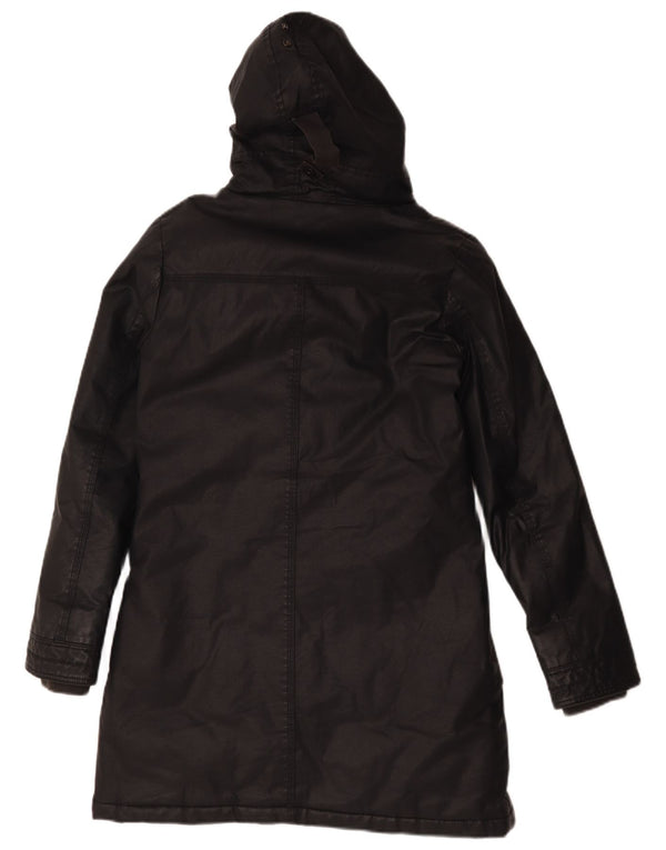 Aeronautica Militare Cappotto imbottito in cera con cappuccio da uomo UK 42 XL Nero sintetico