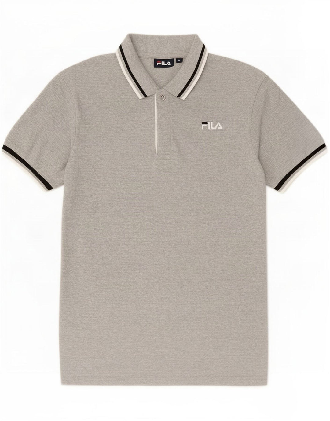 Polo da uomo Fila in cotone a righe grigio medio