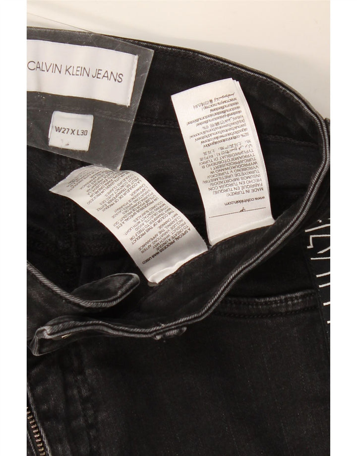 CALVIN KLEIN Jeans skinny con grafica da donna W27 L30 cotone nero