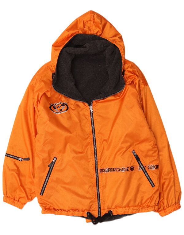 Giacca da sci reversibile con cappuccio vintage da ragazzo 15-16 anni in nylon arancione
