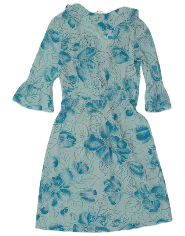 Abito da donna a trapezio con maniche a 3/4 Imec UK 12 Blu medio floreale