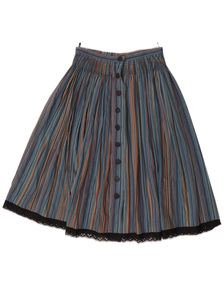Gonna svasata a vita alta da donna vintage W27 piccola a righe multicolore