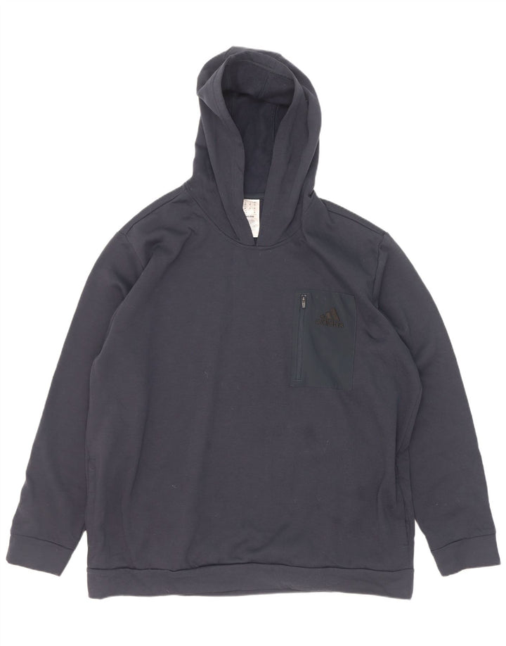 Felpa con cappuccio da uomo Adidas 2XL poliestere blu navy