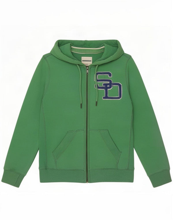 Maglione con cappuccio e zip grafica da donna Superdry UK 14 Cotone verde medio