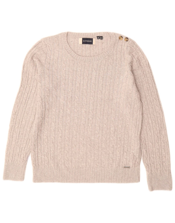 Maglione da donna con scollo a barca SUPERDRY UK 14 grande acrilico grigio