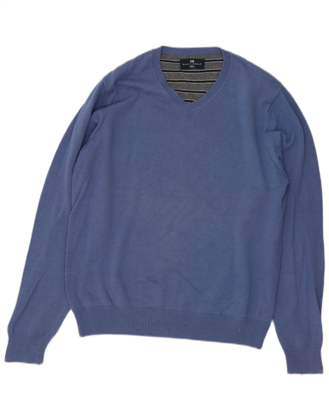 Maglione da uomo Marks & Spencer Blue Harbour con scollo a V in cotone blu medio