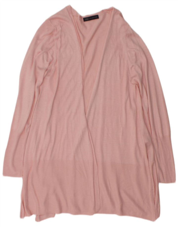 Maglione cardigan aperto lungo da donna Marks & Spencer UK 16 grande rosa