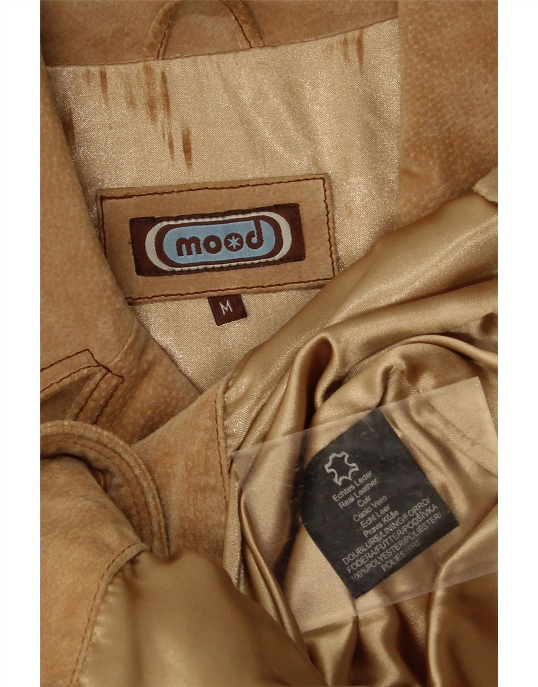 Giacca vintage in pelle scamosciata da donna UK 38 in pelle beige media