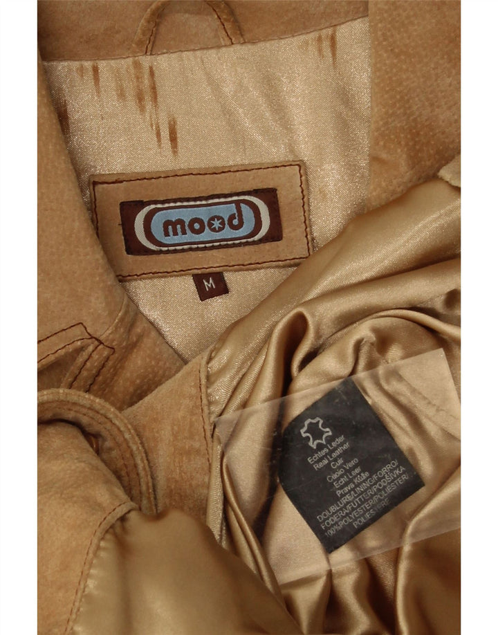 Giacca vintage in pelle scamosciata da donna UK 38 in pelle beige media