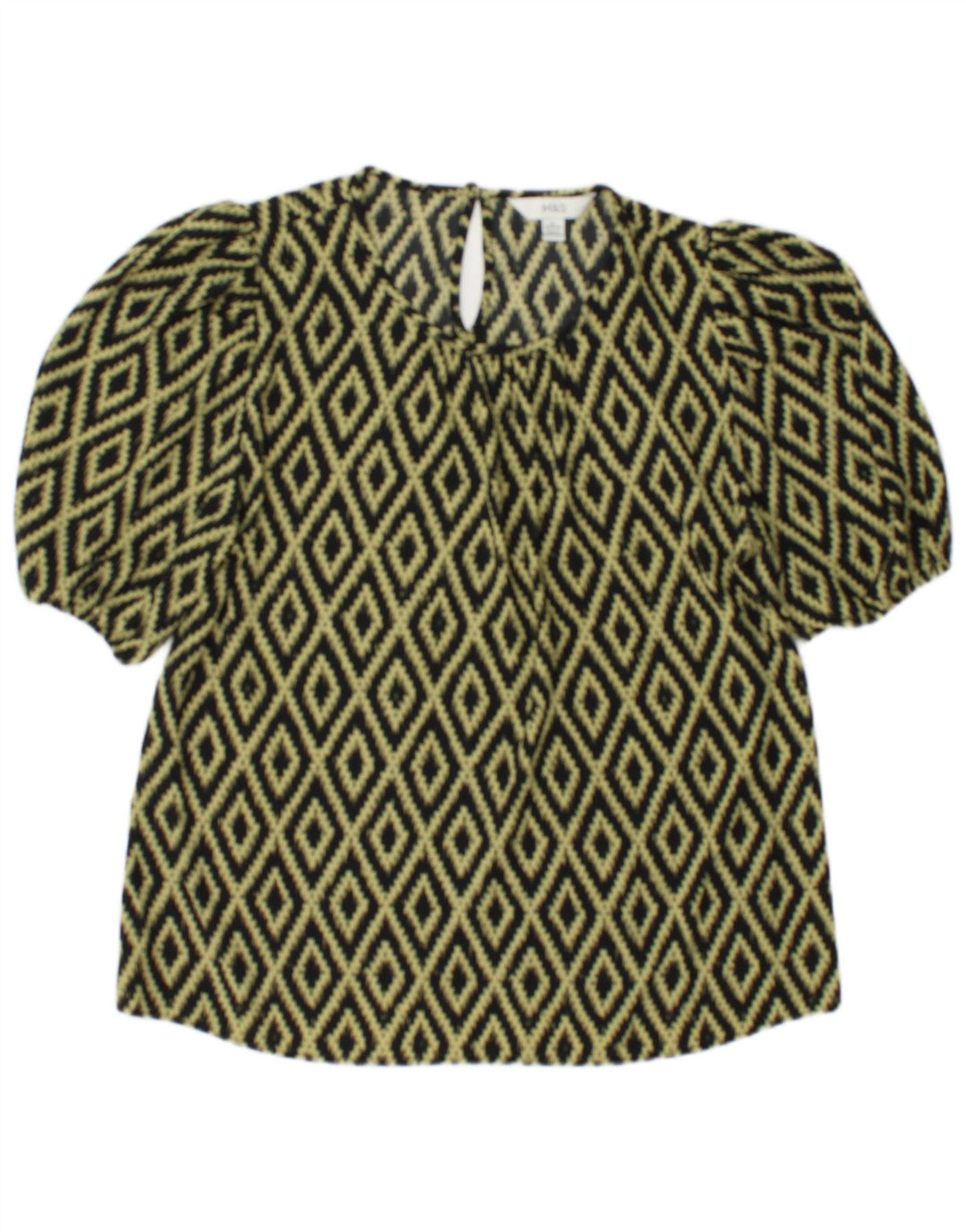 Top in camicetta da donna Marks & Spencer UK 10 piccolo nero a rombi/diamante