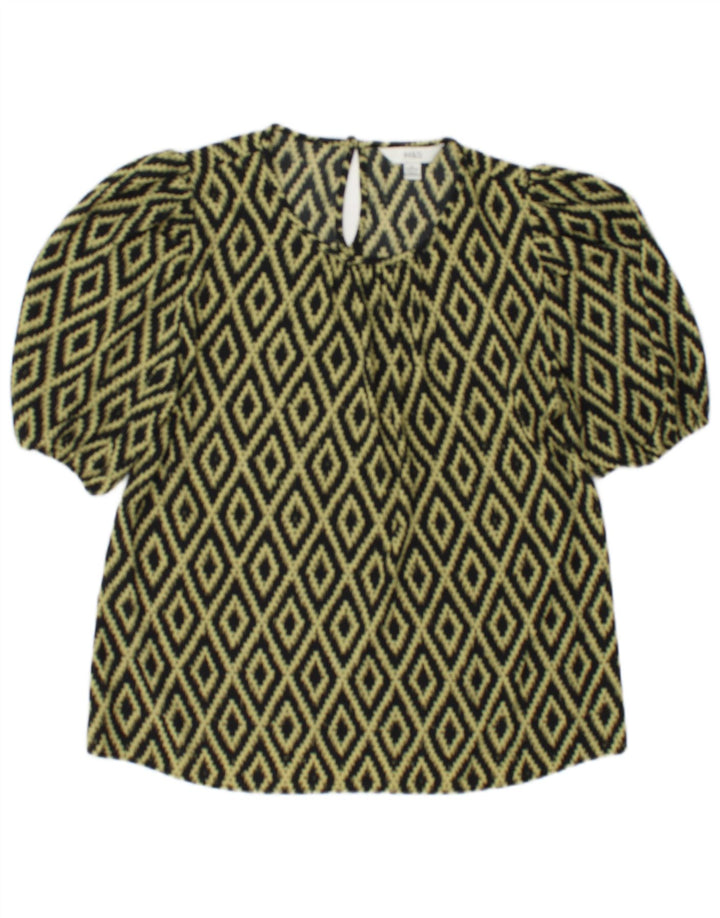 Top in camicetta da donna Marks & Spencer UK 10 piccolo nero a rombi/diamante