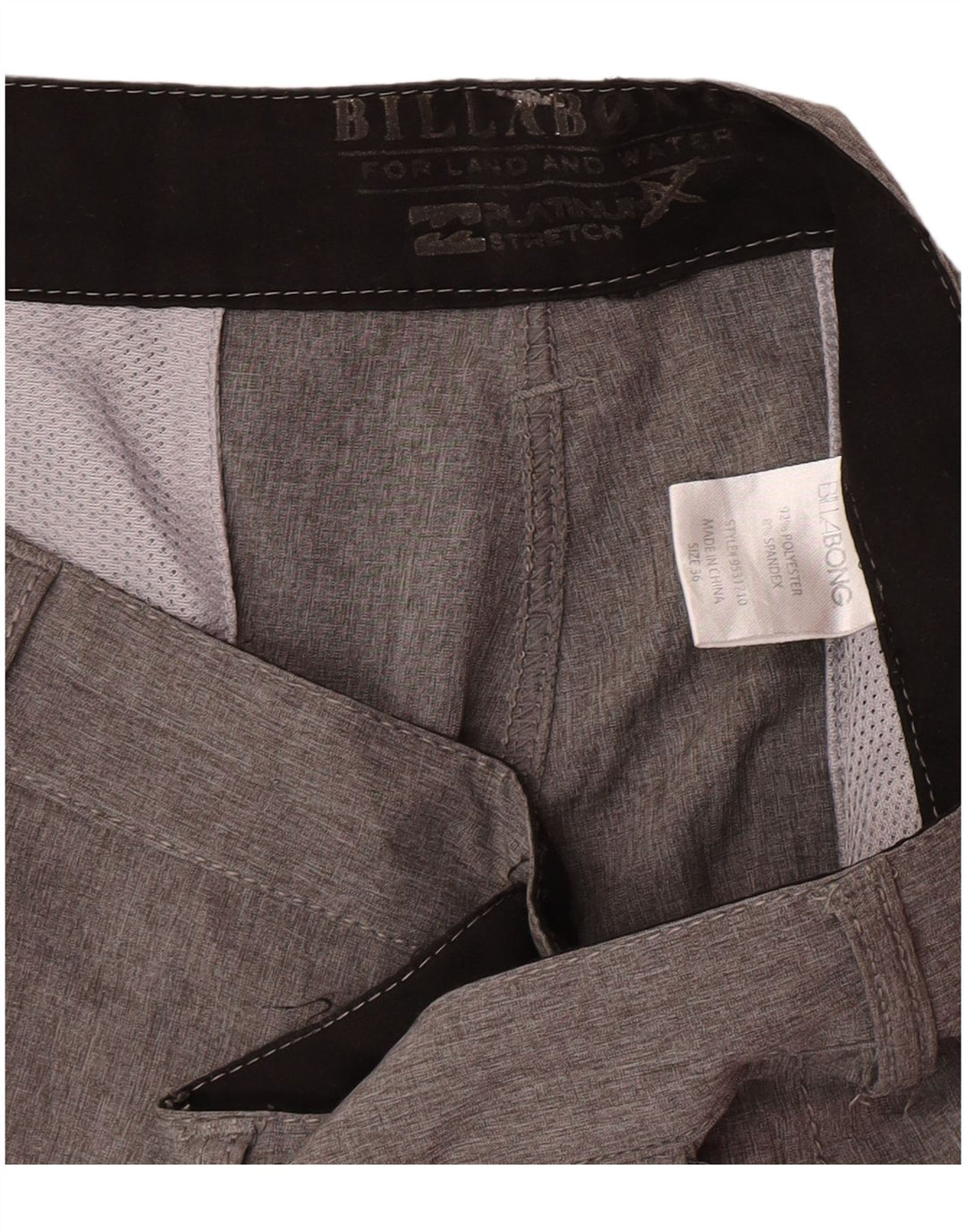 Pantaloncini chino da uomo Billabong W36 grandi poliestere grigio