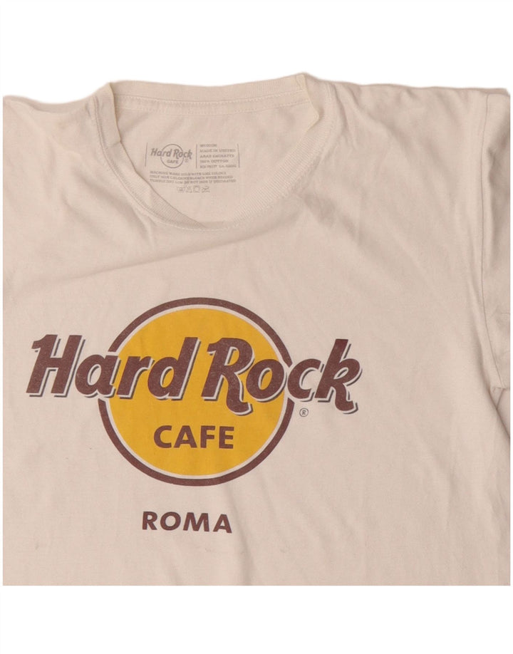 T-shirt grafica da uomo Roma Hard Rock Cafe, cotone bianco sporco medio