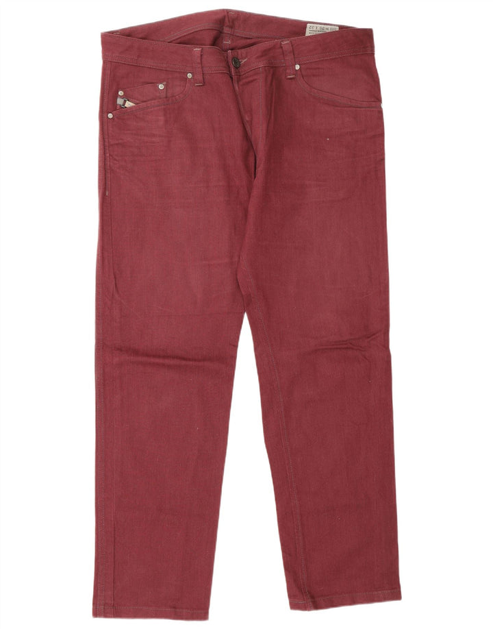 Jeans dritti da uomo Diesel W36 L32 in cotone bordeaux