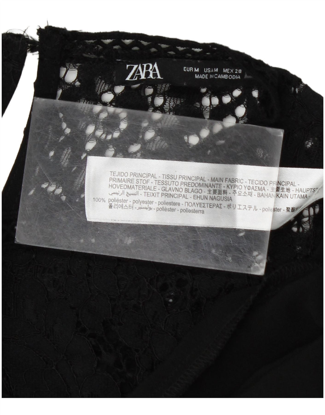 Abito basic a maniche lunghe da donna Zara UK 14 Poliestere floreale nero medio