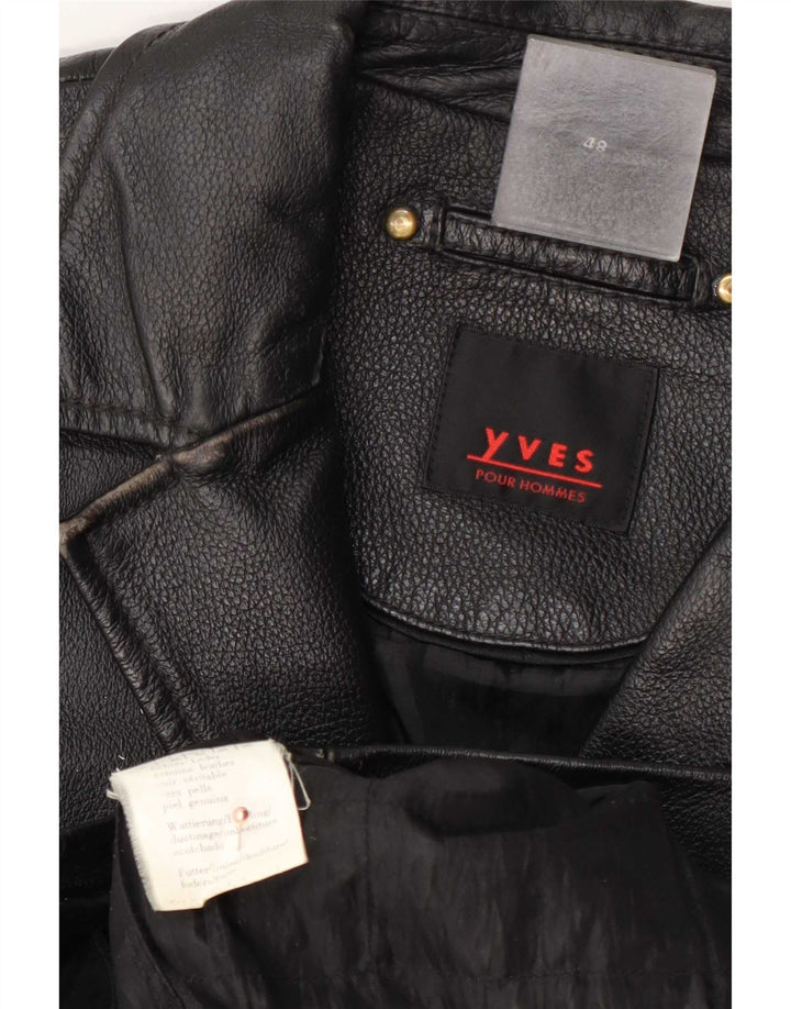 Giacca in pelle vintage da uomo IT 48 media nera