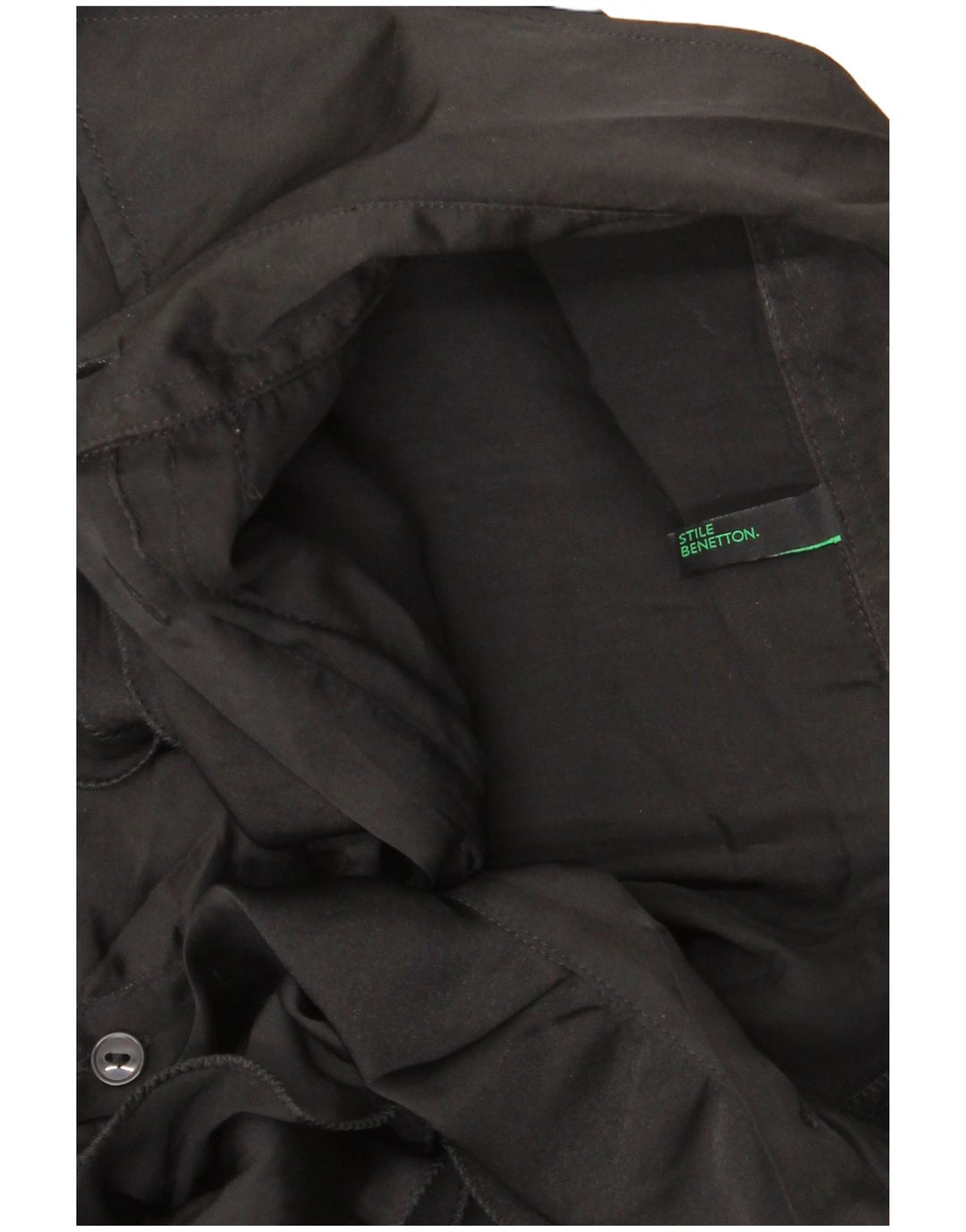 Camicia da donna Benetton con volant sul davanti UK 14 media nera