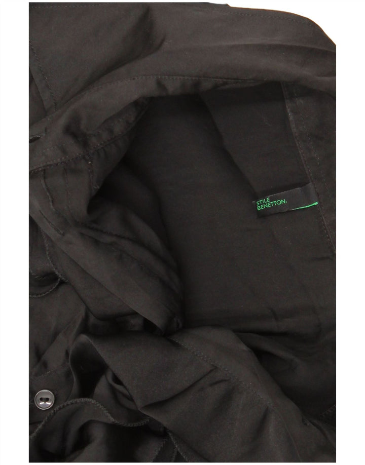 Camicia da donna Benetton con volant sul davanti UK 14 media nera