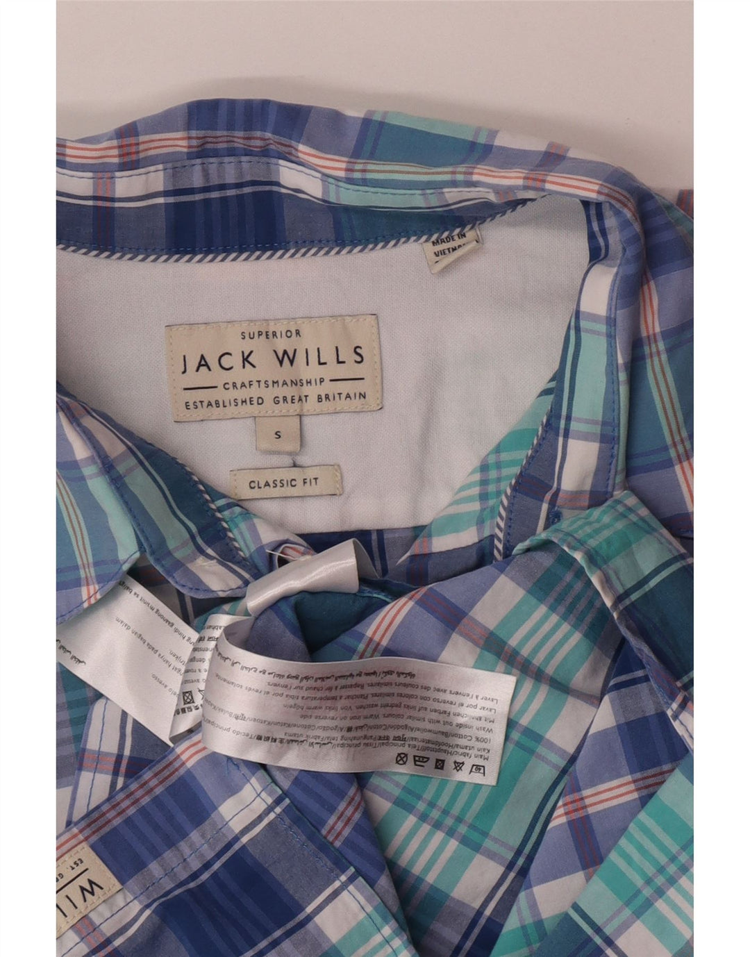 Camicia da uomo Classic Fit Jack Wills, piccolo cotone a quadri blu