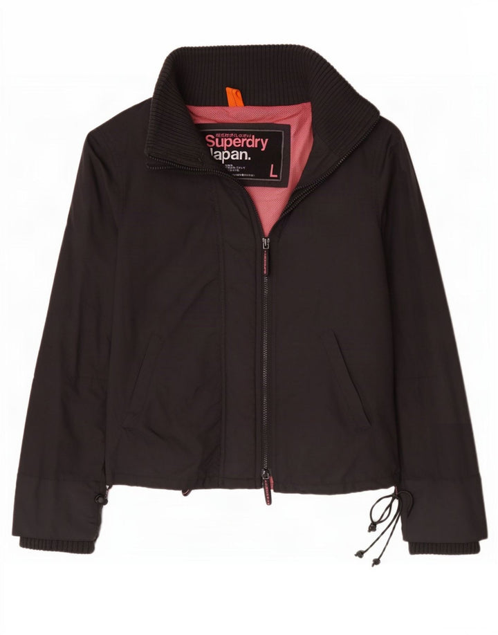 Giacca antipioggia da donna Superdry UK 16 grande nylon nero