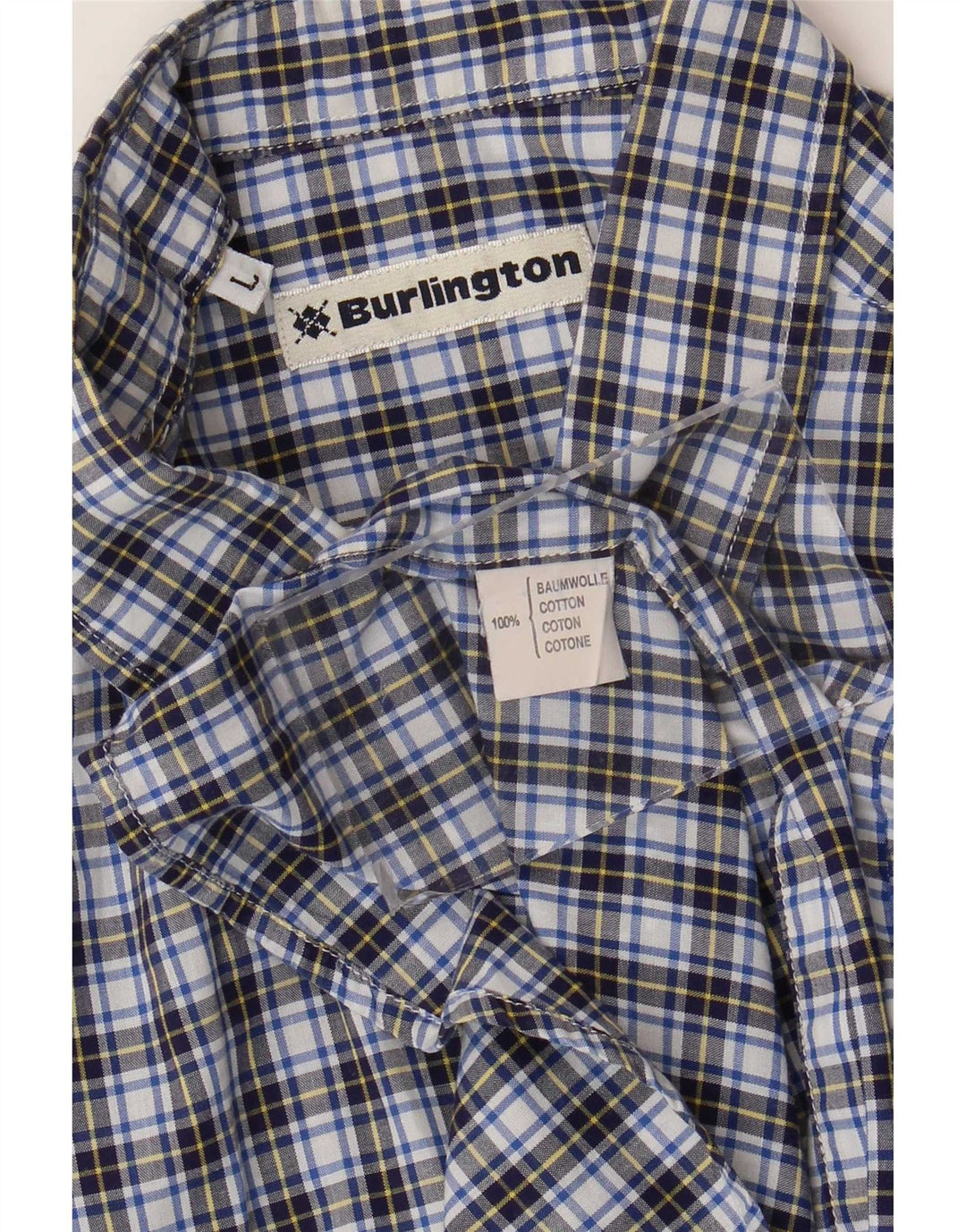 Camicia a maniche corte da uomo Burlington in cotone a quadri blu grandi