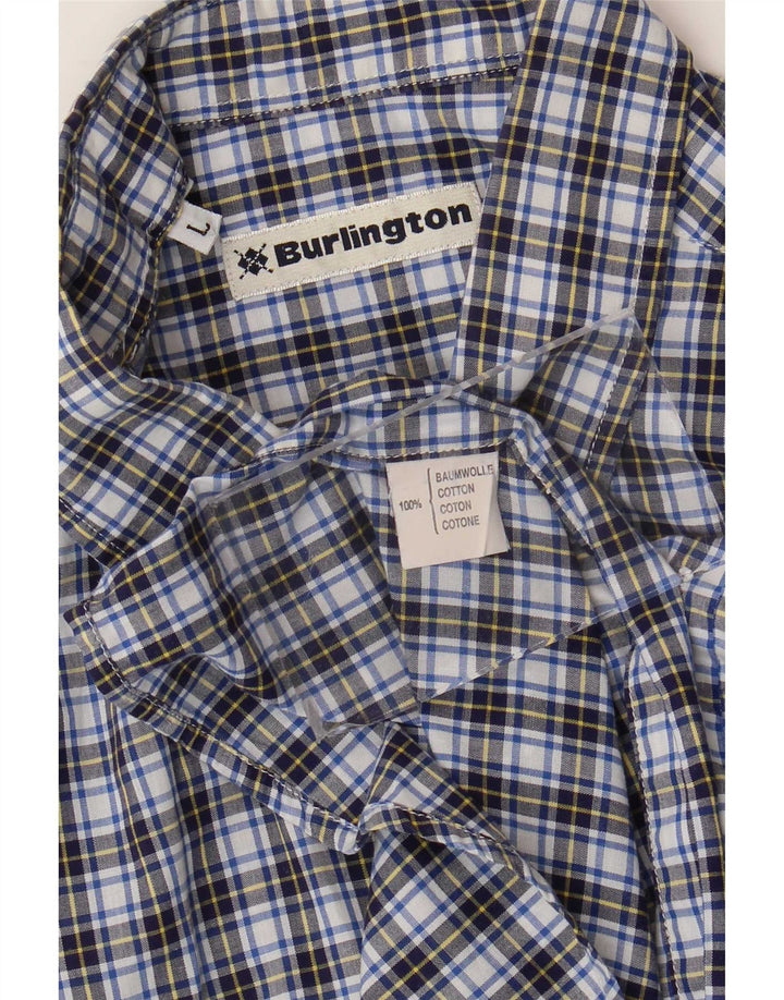 Camicia a maniche corte da uomo Burlington in cotone a quadri blu grandi