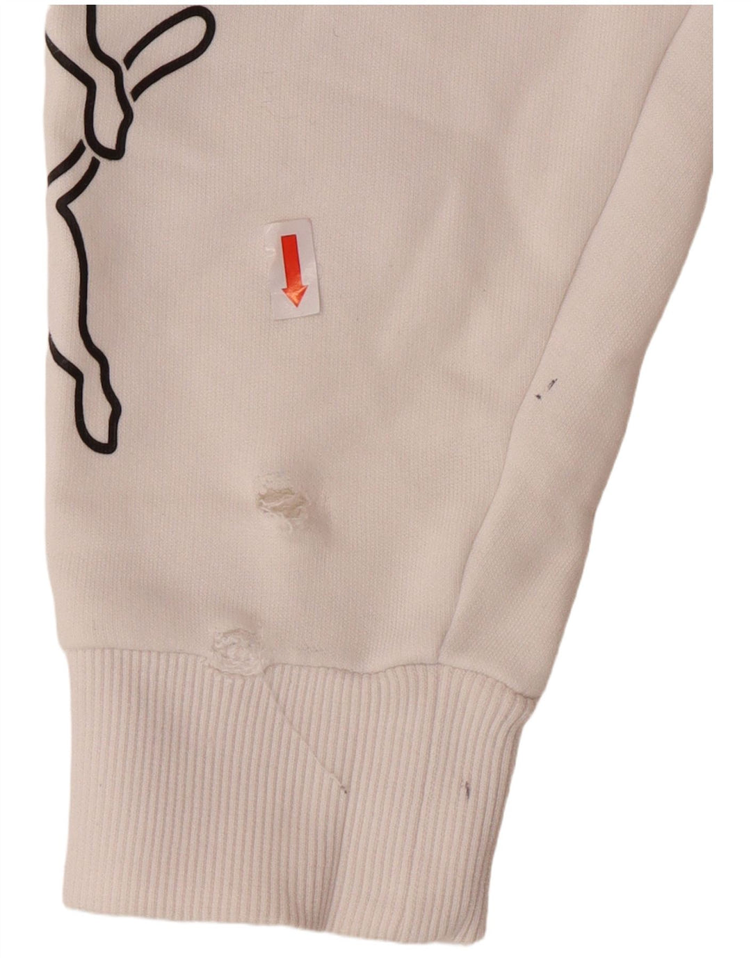 PUMA Felpa con cappuccio grafica oversize da donna UK 10 Small Cotone bianco