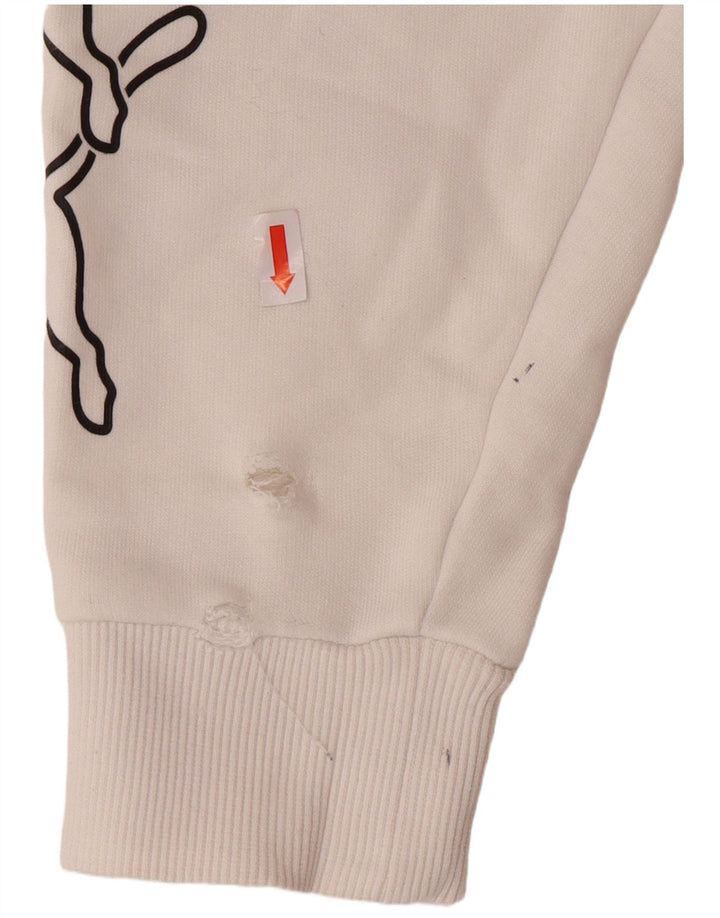 PUMA Felpa con cappuccio grafica oversize da donna UK 10 Small Cotone bianco