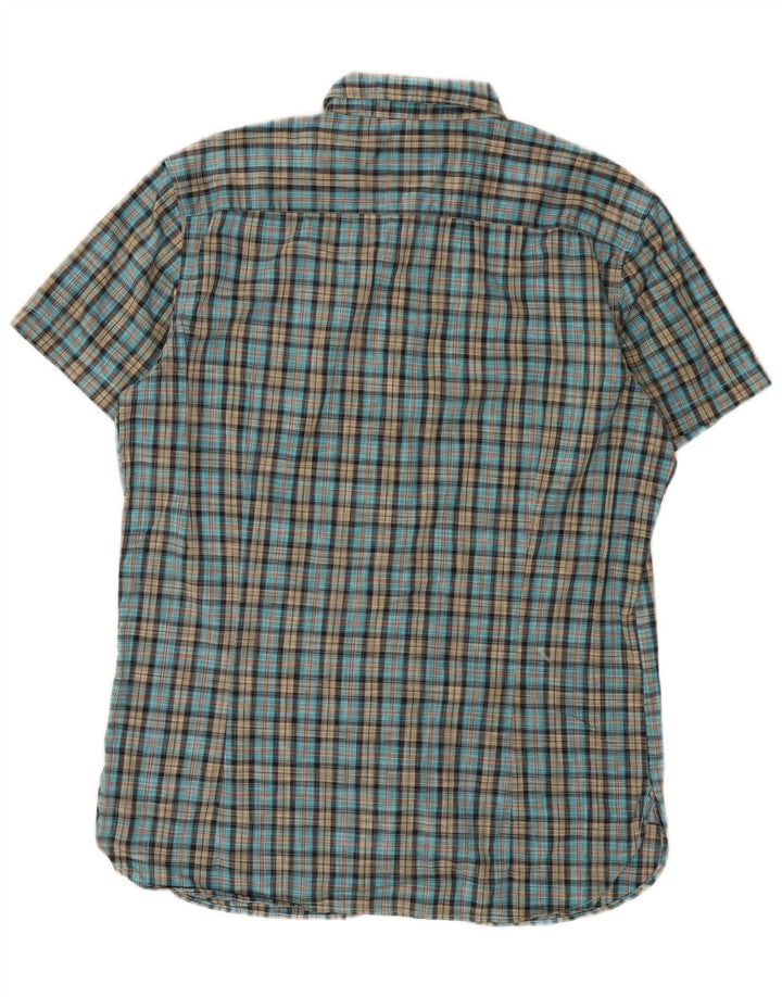 Camicia a maniche corte da uomo Hugo Boss XL in cotone a quadri blu