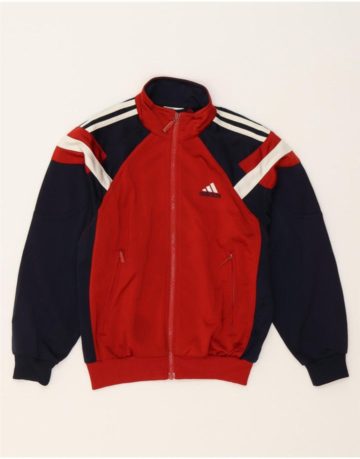 ADIDAS Boys Tracksuit Top Jacket 9-10 Years Red Colourblock Polyester Vintage Adidas and Second-Hand Adidas from Messina Hembry 