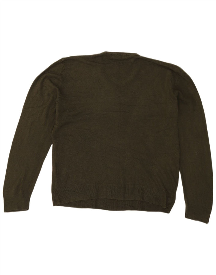 Maglione da uomo Marks & Spencer con scollo a V grande acrilico kaki