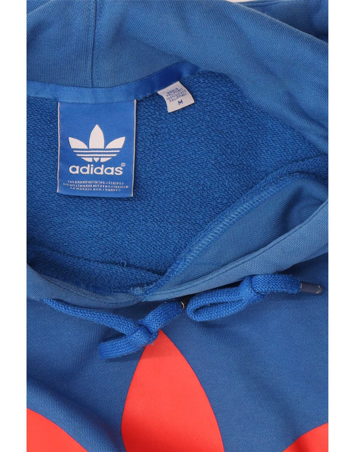 Felpa con cappuccio grafica da uomo Adidas in cotone blu medio