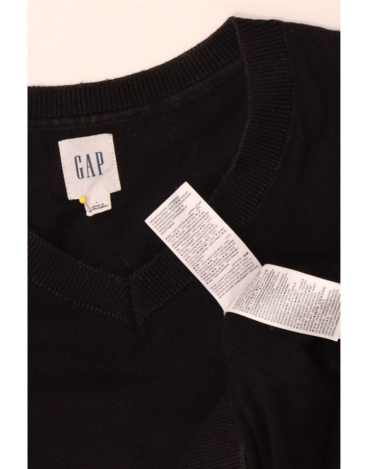 Gap Maglione da uomo con scollo a V grande in cotone nero